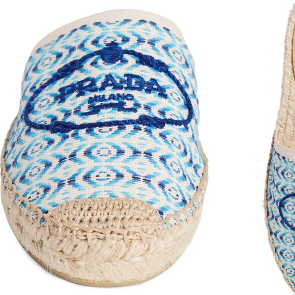 Prada Embroidered Logo Espadrille Mule Flats - Picture 2 of 10